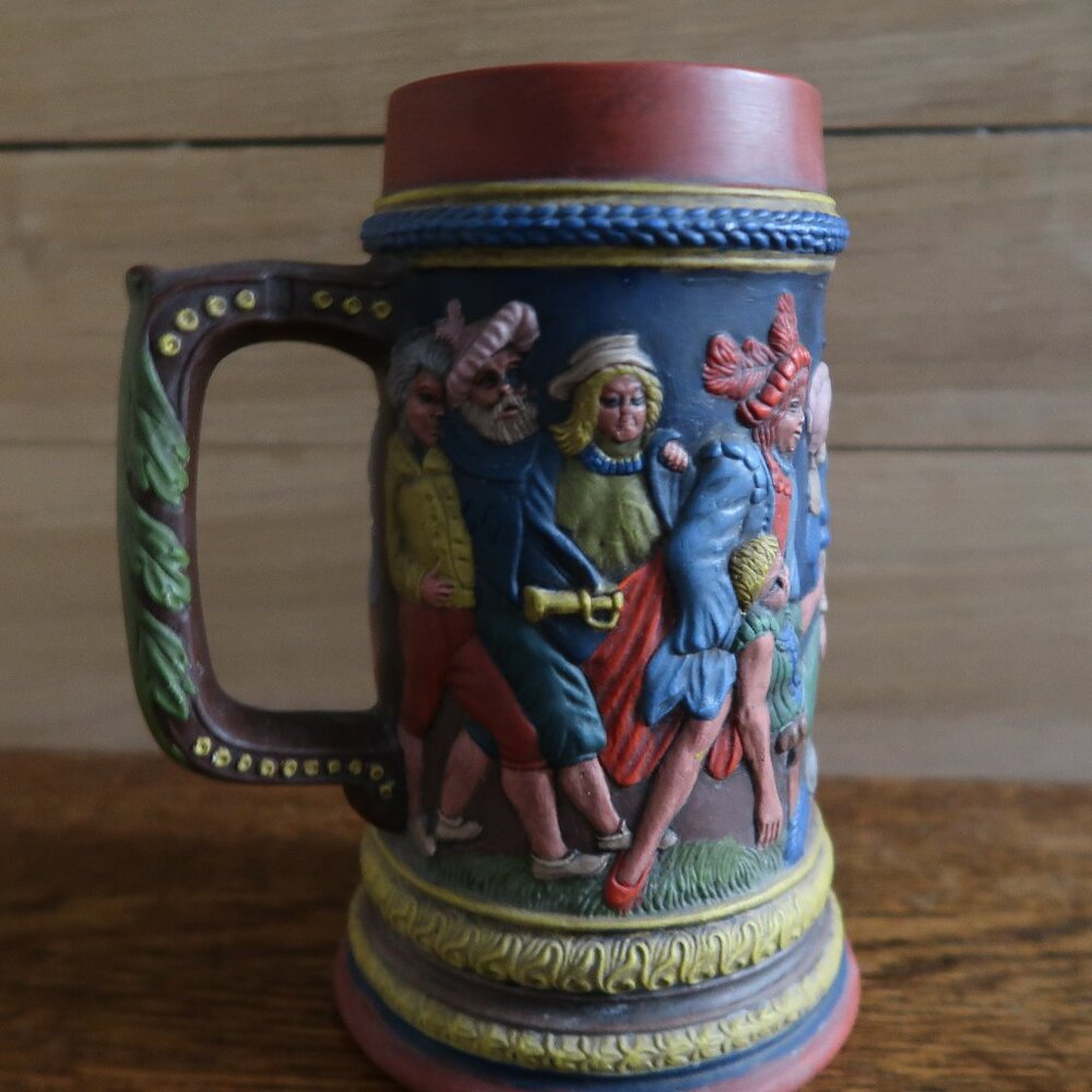 "Beer Me, Bitte!" Vintage 3D German Art Style Ceramic Beer Stein Man Cave Decor